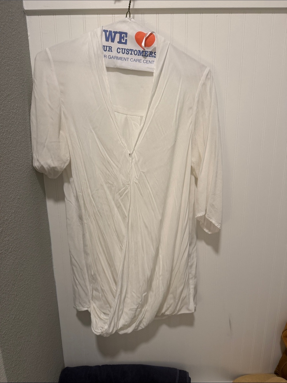 MLM White Draped V-Neck Mini Dress